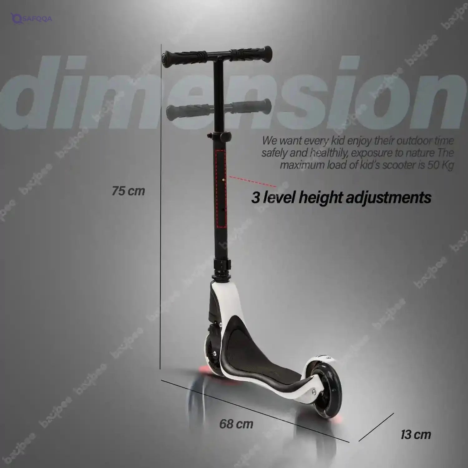 Baybee Dracarys Skate Scooter for Kids, 2 Wheel Kids Scooter with Three Height Adjustable Handle, Flashing LED PU Wheels & Rubber Deck | Kick Runner Scooter for Kids 3 to 8 Years Boys &Girls-The front wheel light works, but the rear wheel light does not. - Safqqa