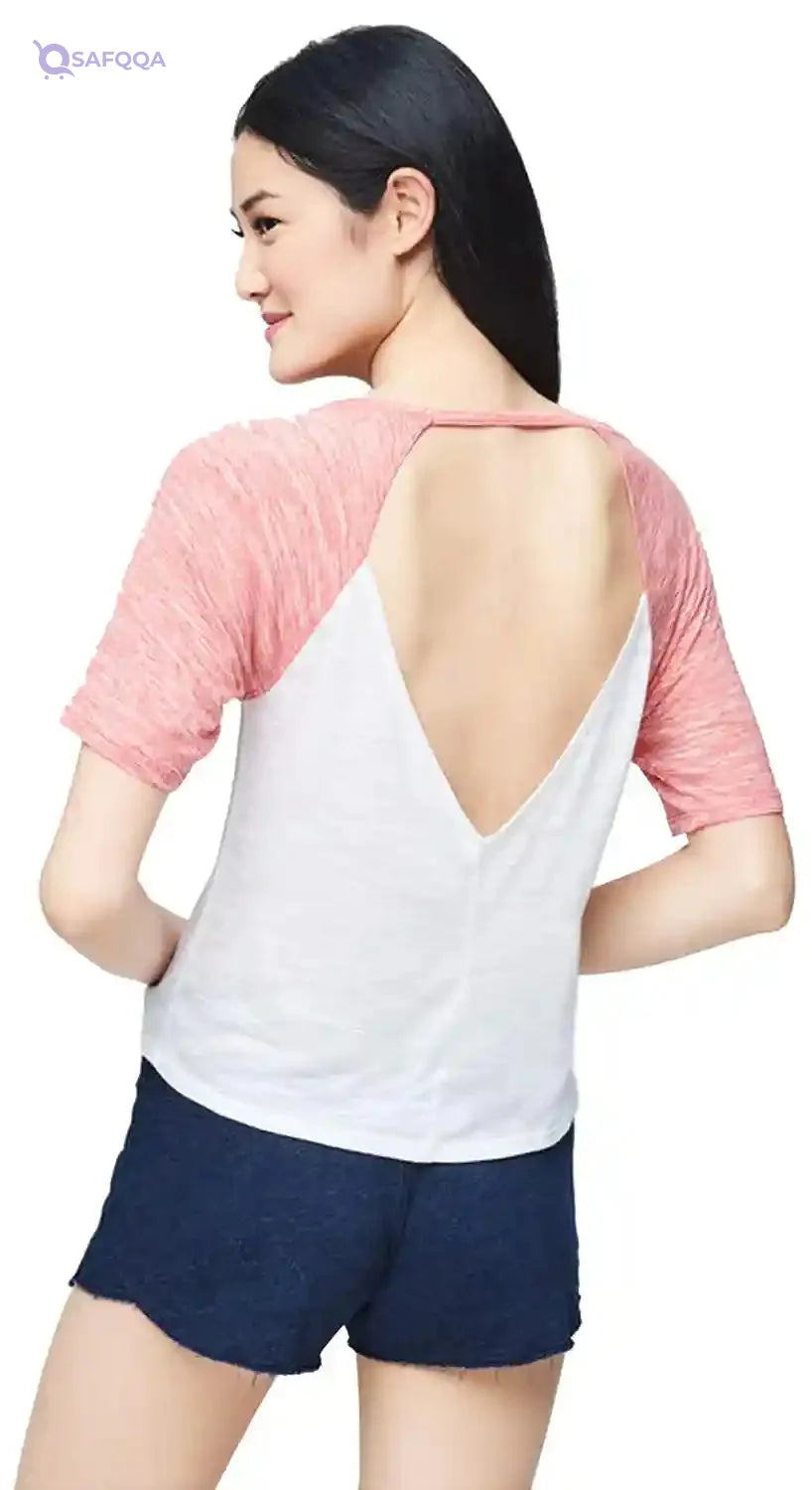 AEROPOSTALE Raglan Short Sleeve Cut-Out Back Sport T-shirt for Women - Safqqa Egypt