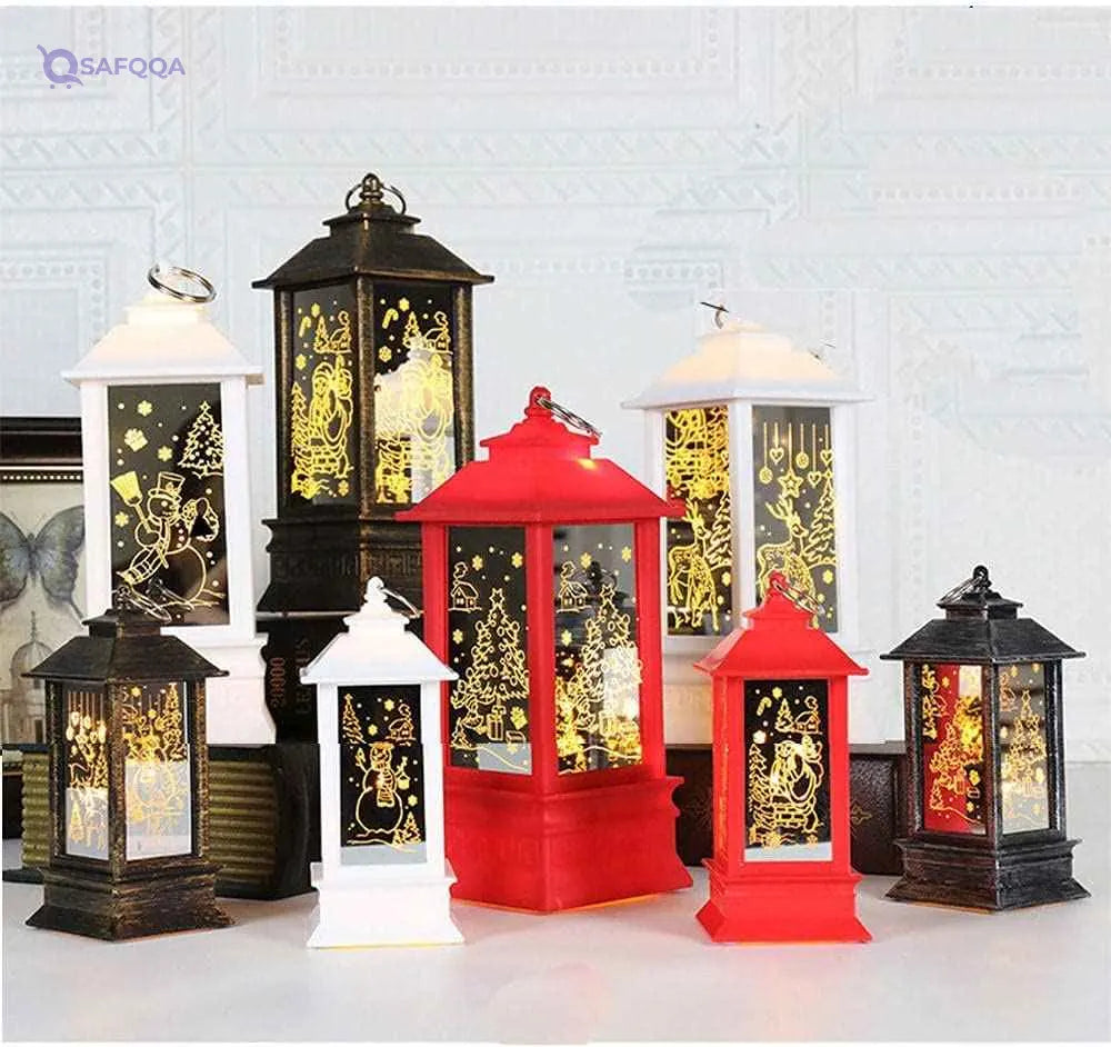 Christmas Lantern Candlestick Lamp – Festive Snowman & Santa Decorative Night Light - Safqqa