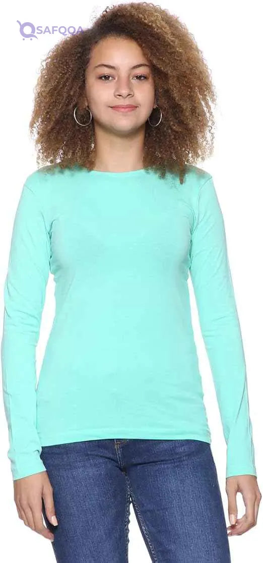 Splash Women’s Long Sleeves Round-Neck Slim-Fit T-Shirt - Safqqa Egypt