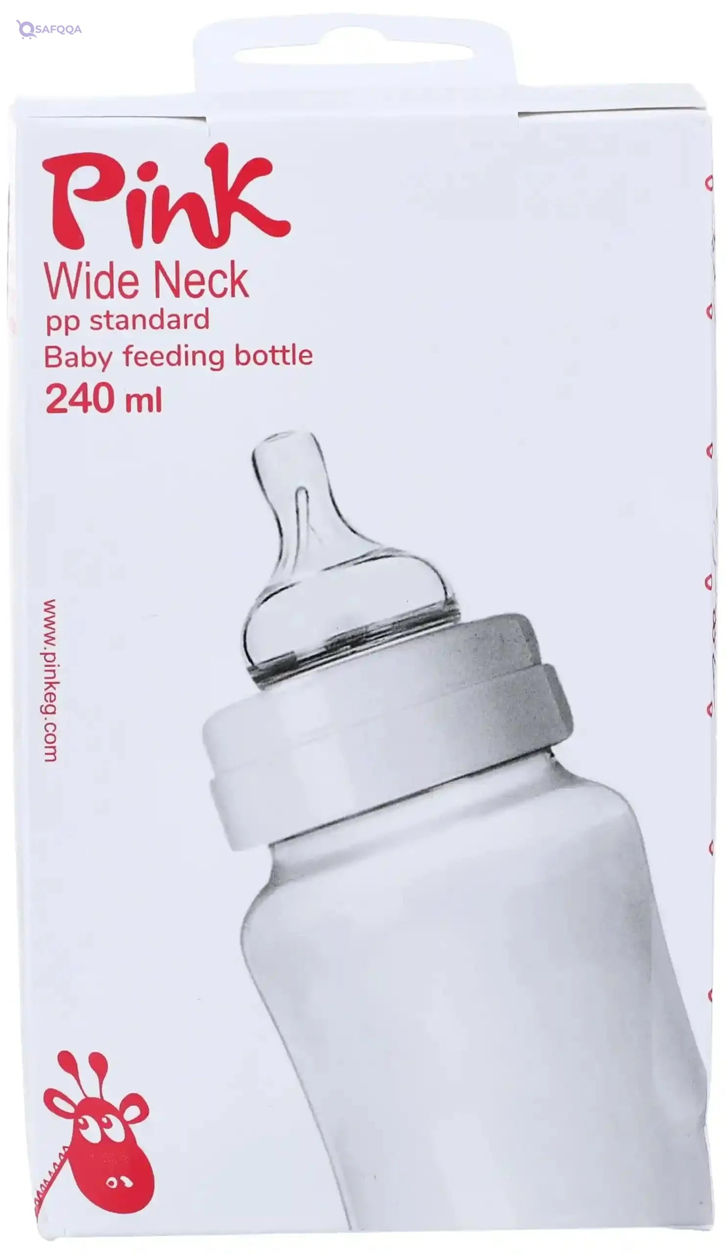 Pink & Blue Premium Feeding Bottle with Handle, 240 ml - Safqqa