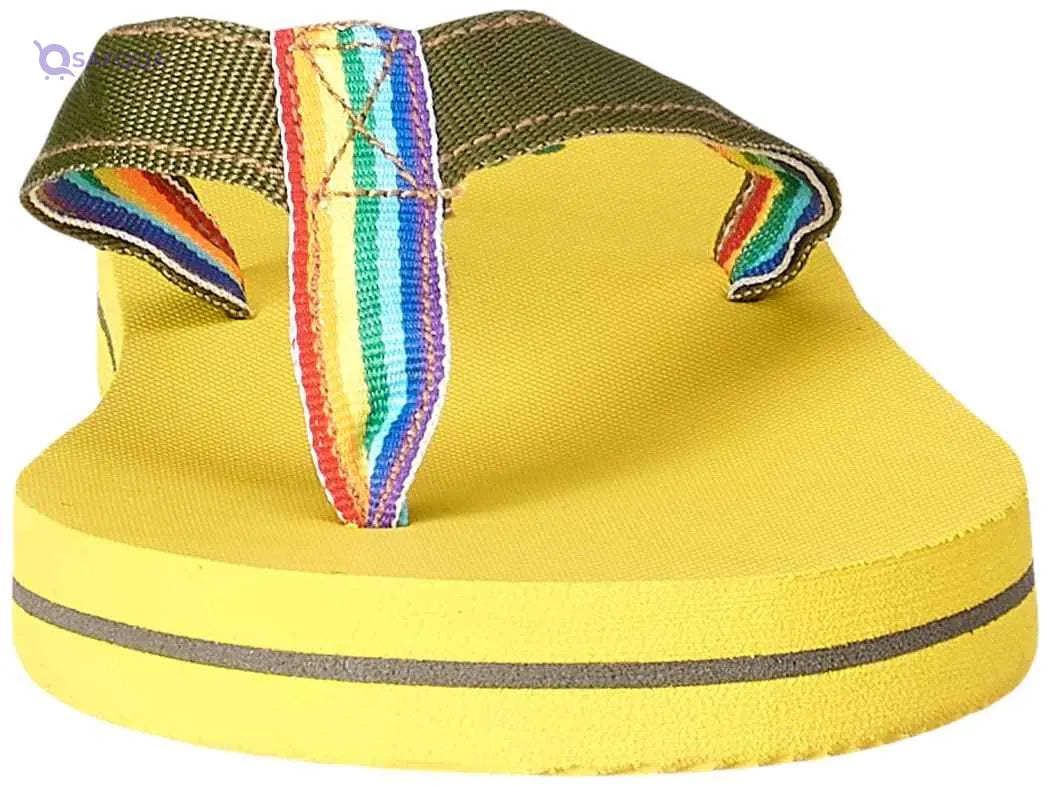 yellow rubber flip flop slipper for kids with colorful fabric strap - yellow size: large & S - Safqqa Egypt