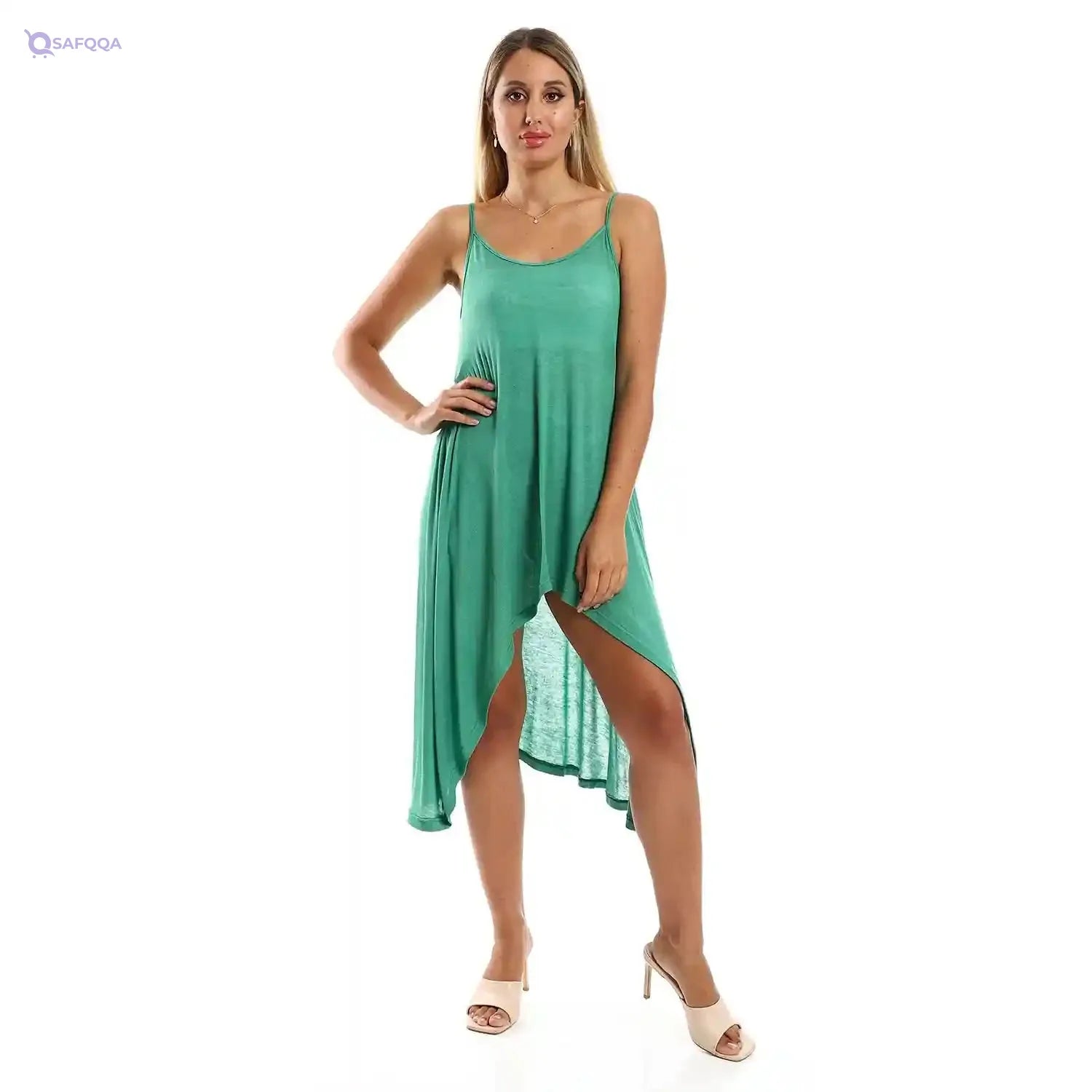 JAMILA Women Spaghetti Sleeves Wide Round Collar Dress - Safqqa Egypt