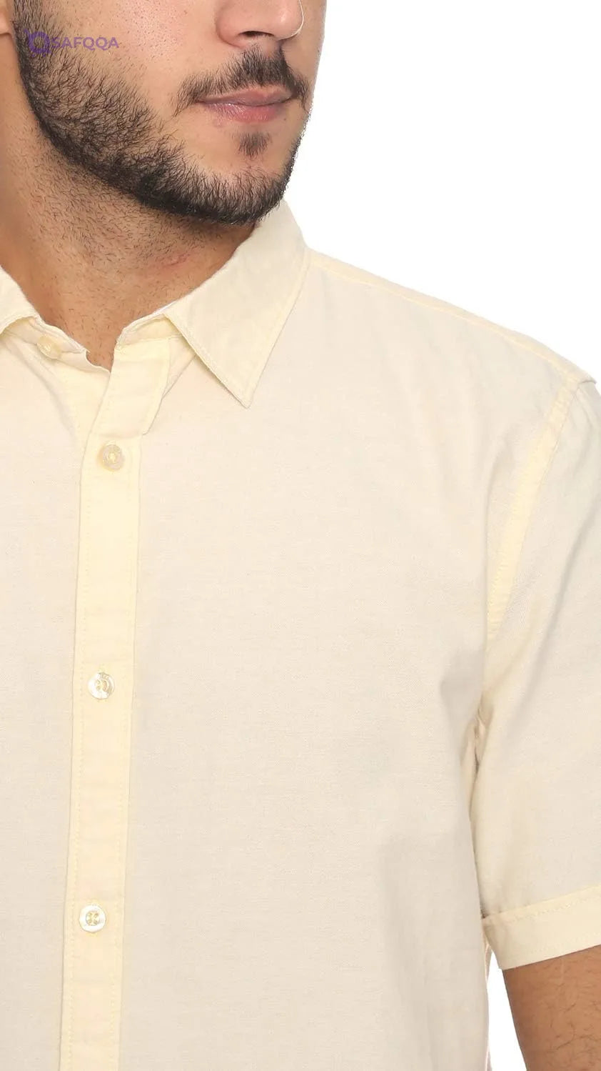 Splash Cotton Short-Sleeves Slim-Fit Shirt for Men - Safqqa