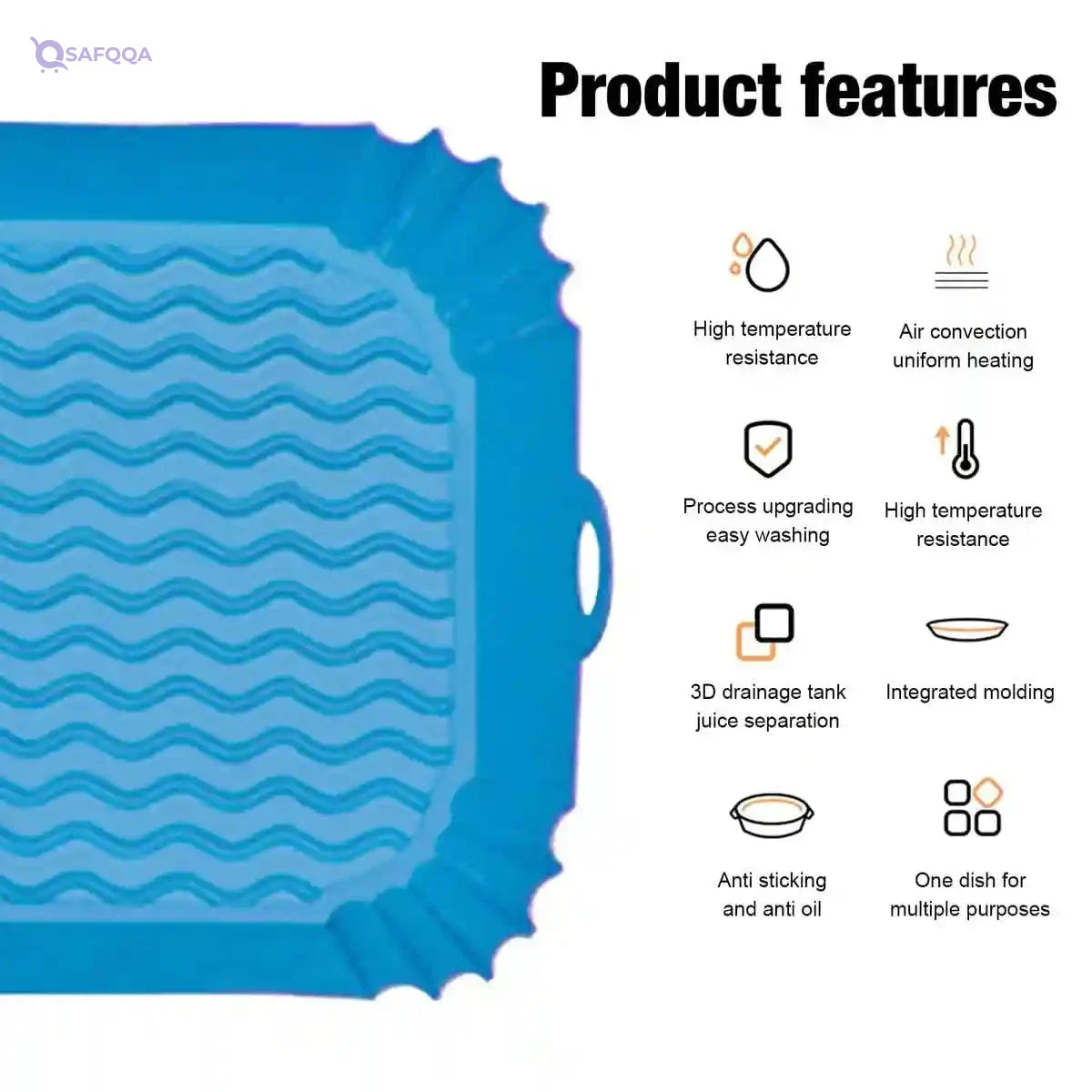 Silicone Air Fryer Liner – Reusable Non-Stick Liner, 22cm (1 Piece) - Safqqa
