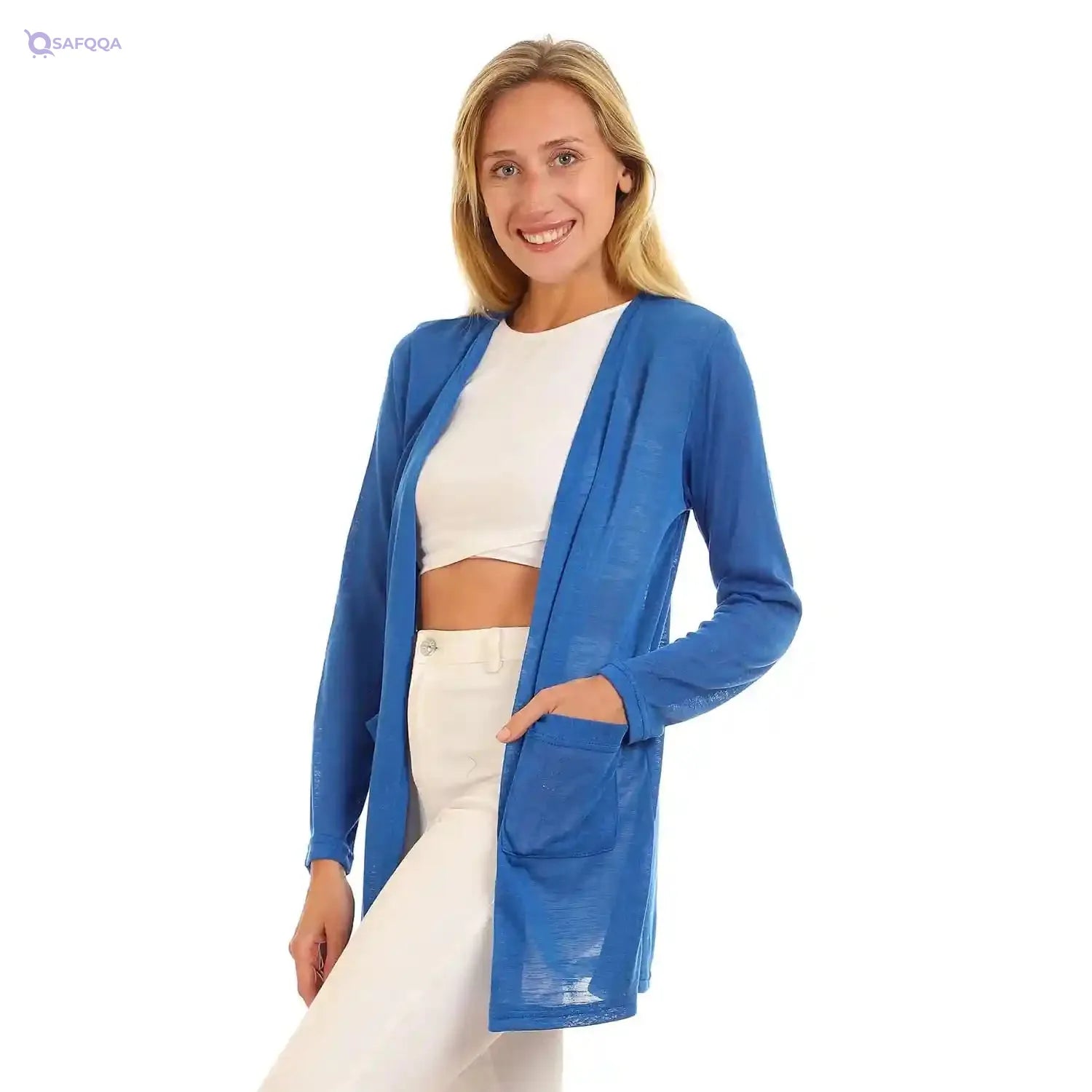 Jamila Women Side Pockets Short Cardigan SWEATER - Safqqa Egypt