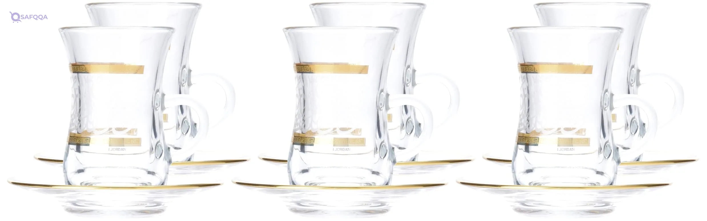 Dimlaj Glass – Lulu Set of 6 Tea Cups & Saucers – 150 ml - Safqqa