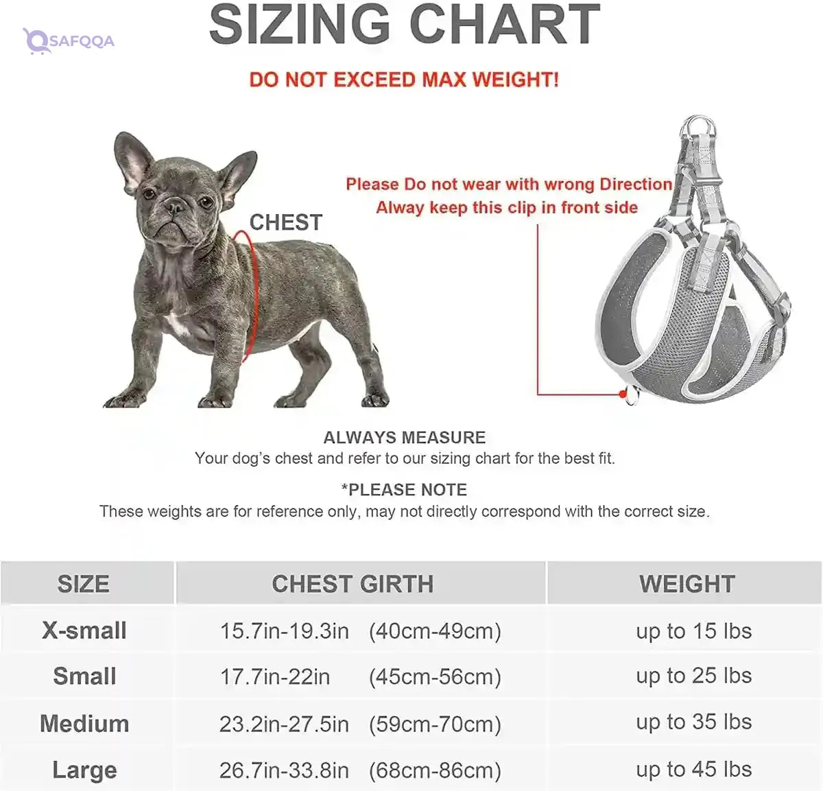 Fida Reflective Adjustable Dog Harness, Lightweight Soft Mesh Small Black - Safqqa