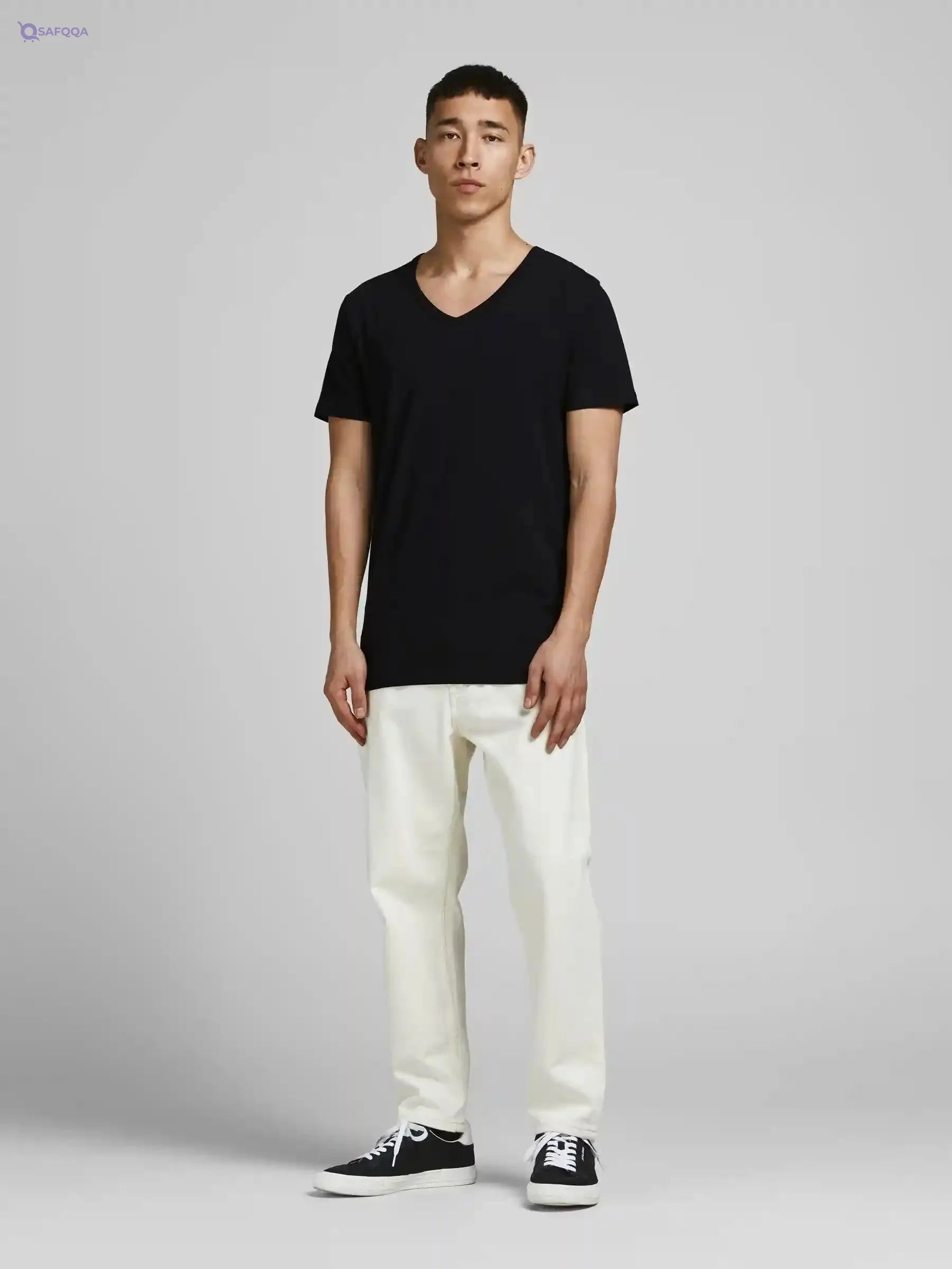 JACK & JONES T-Shirts For Men's Basic V-Neck Short-Sleeves T-Shirts - Safqqa