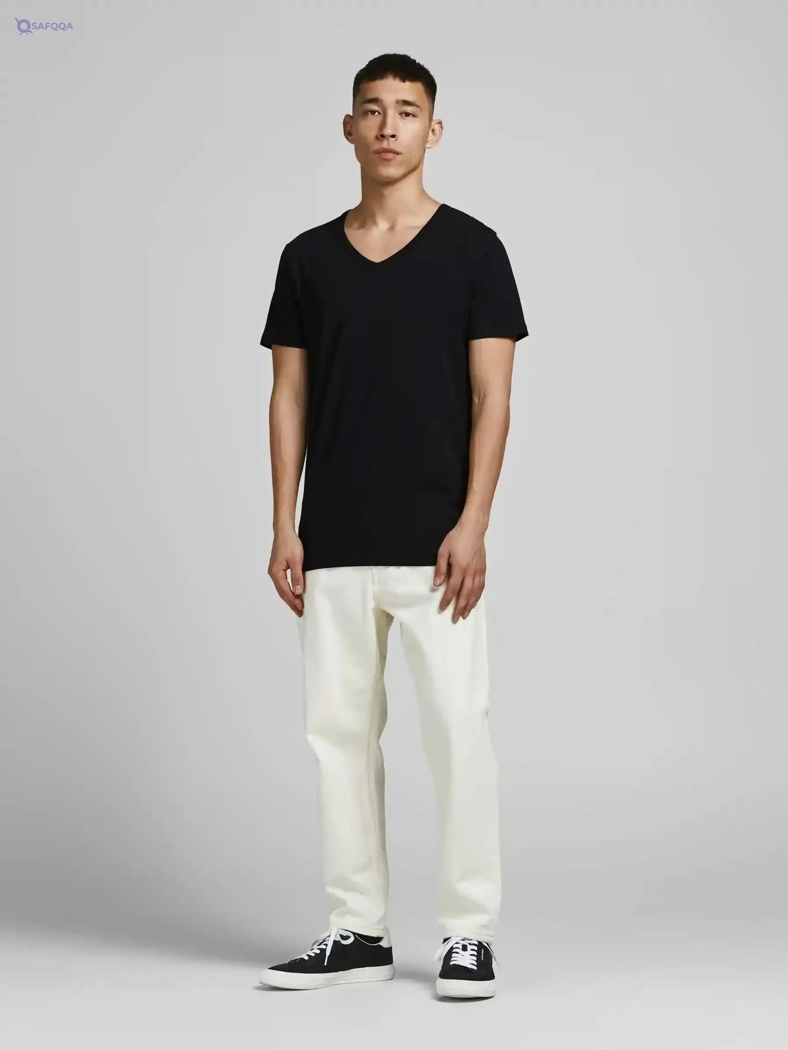 JACK & JONES T-Shirts For Men's Basic V-Neck Short-Sleeves T-Shirts - Safqqa