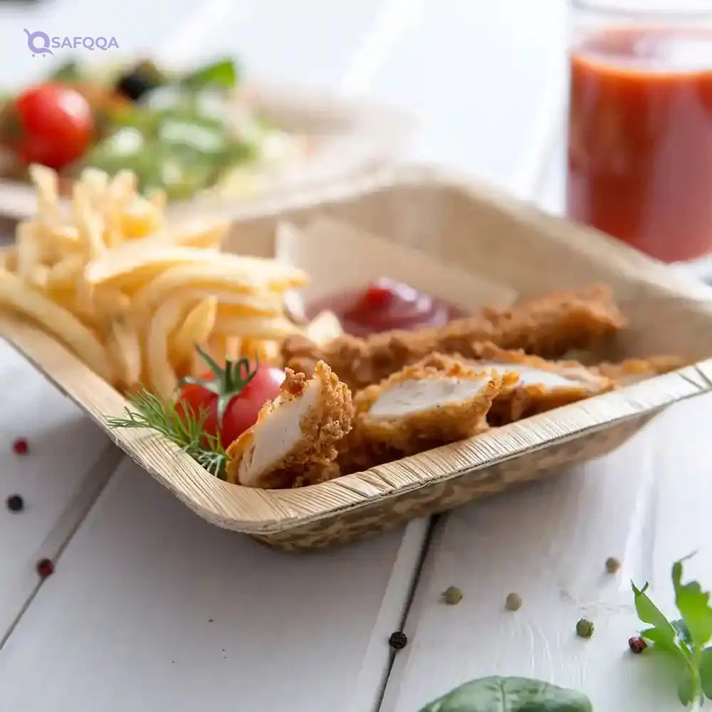 Restaurantware-7 x 7 Inch Bamboo Leaf Plates, 50 Disposable Bamboo Plates - Sustainable, heavy-duty, Bamboo Leaf Bamboo Salad Plates, For Parties, Wedding Banquets Or Catered Events - Safqqa