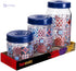 Herevin Mosaic Print Decorated Jar Set 3-Pieces, 425, 660 and 1000 ml Capacity, Blue - Safqqa