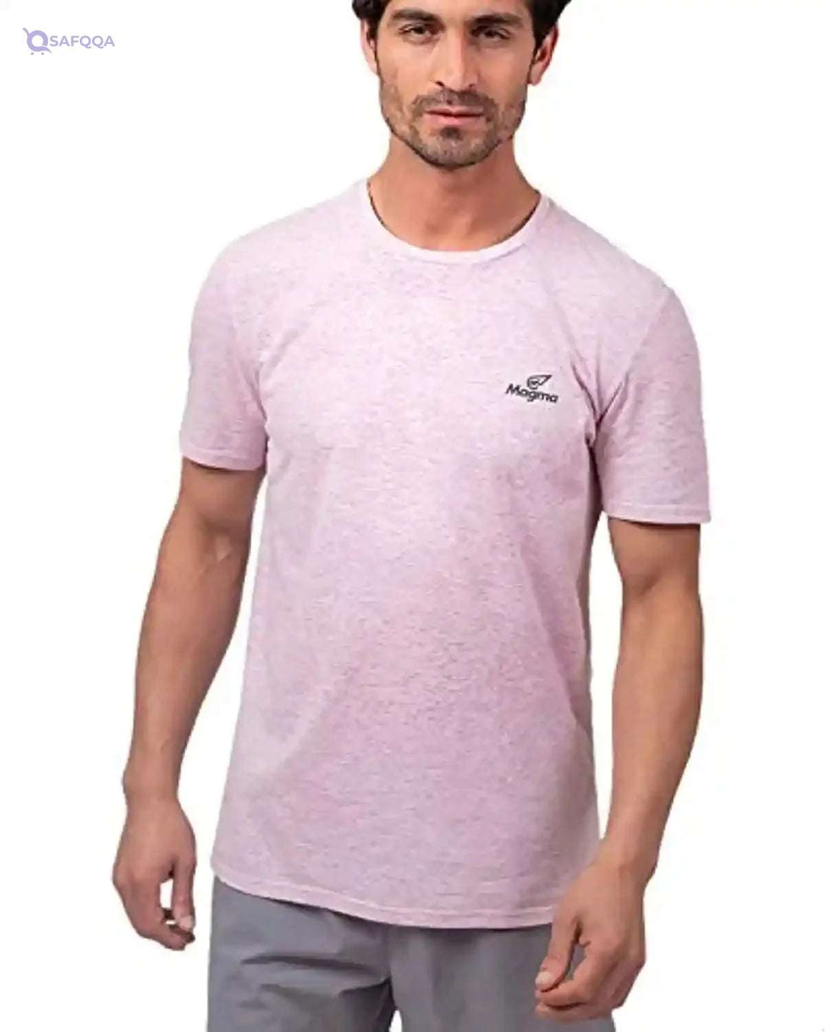 Magma Basic Contrast Chest Logo Print Short Sleeves Round Neck Sports T-Shirt for Men - Safqqa Egypt
