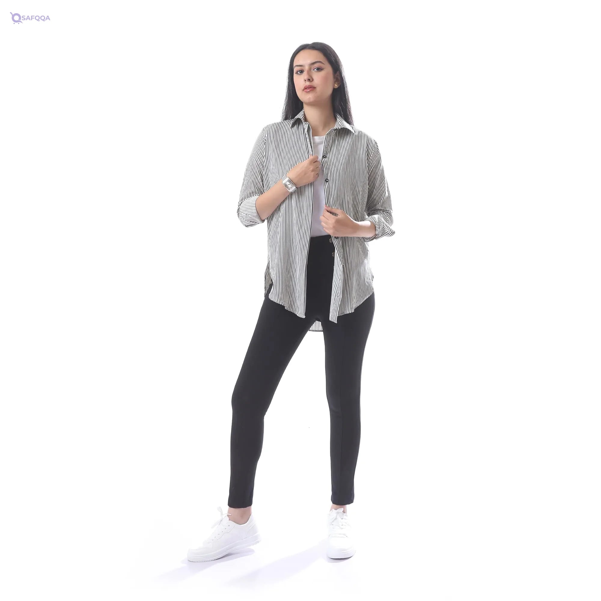 Andora Stripped Shirt For Women,Versatile style suitable for work or casual outings. - Safqqa