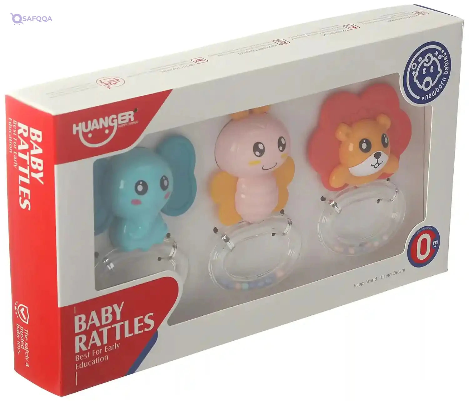 Huanger baby rattle and tetther set, 3 pieces - Safqqa Egypt