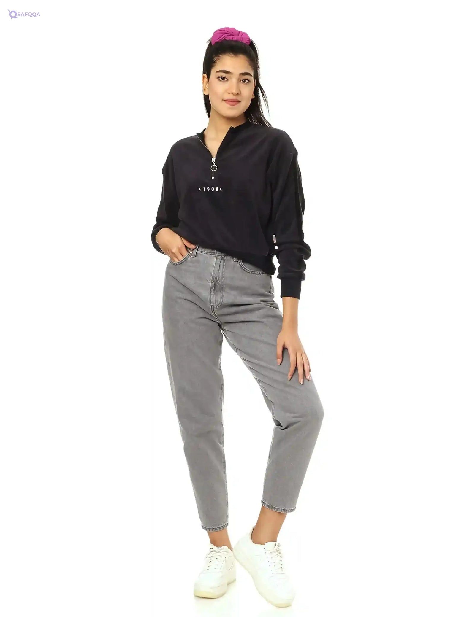 Lee Cooper Regular Sweatshirts With Half Zipper For Women,Durable Lee Cooper quality suitable for frequent use. - Safqqa