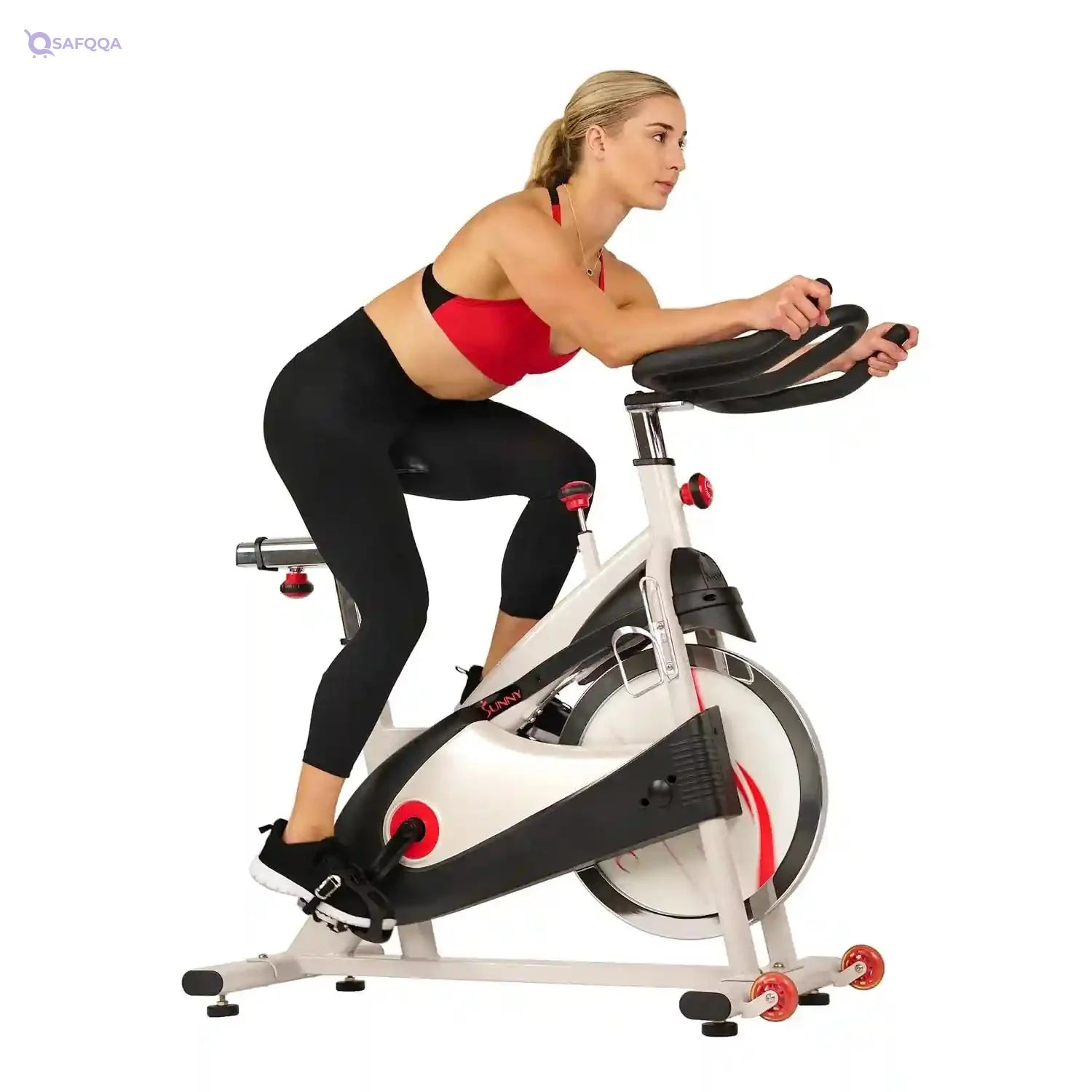 Sunny Health & Fitness - Indoor Cycling Exercise Bike with Clip-In Pedals - SF-B1509/C - Safqqa