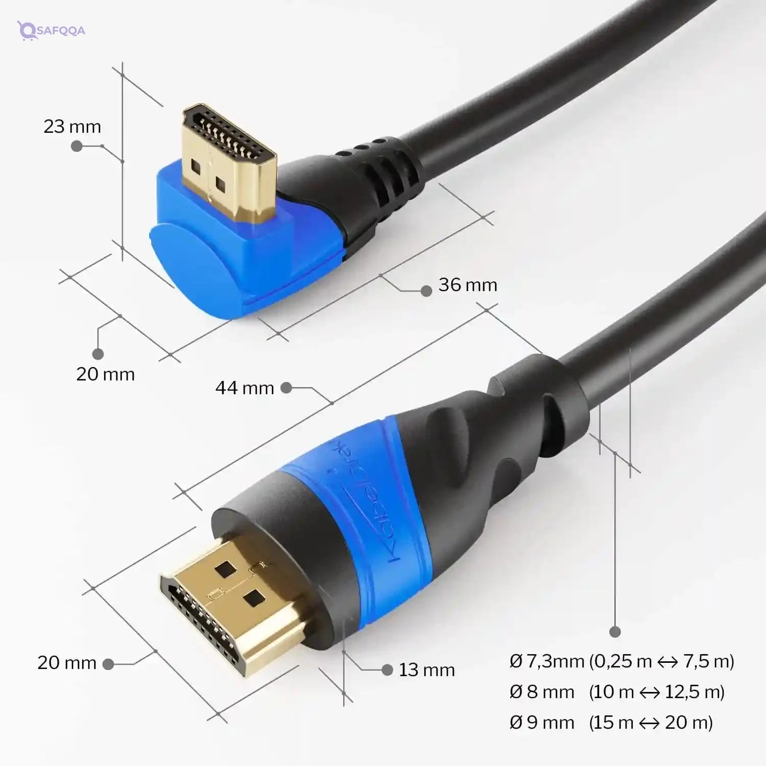 KabelDirekt – 1m 270° Angle HDMI Cable 4K compatible with (HDMI 2.0a/b, 2.0, 1.4a, HDMI to HDMI, 4K@60HZ,1080p FullHD, UHD, Ultra HD, 3D, High Speed with Ethernet - Safqqa