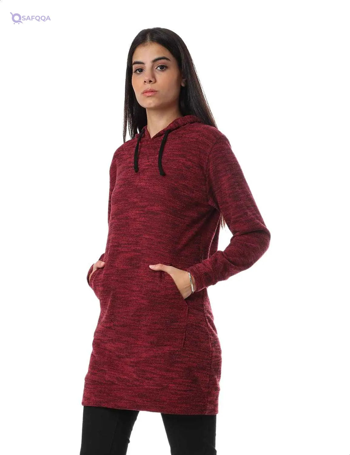 JAMILA Kangaroo Pockets Drawstring Hoodie For Women,Ideal for casual wear, layering, or lounging.. - Safqqa