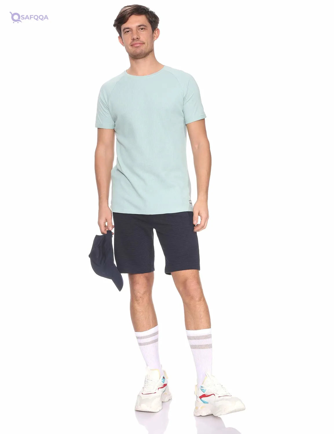 Defacto Cotton Raglan Sleeves Ribbed T-Shirt For Men ,Ribbed texture for added style and subtle detail. - Safqqa