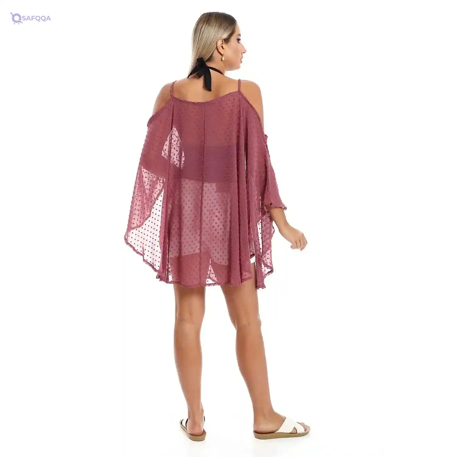 JAMILA Women Self Stitches Sheer Cover Up OUTERWEAR - Safqqa Egypt