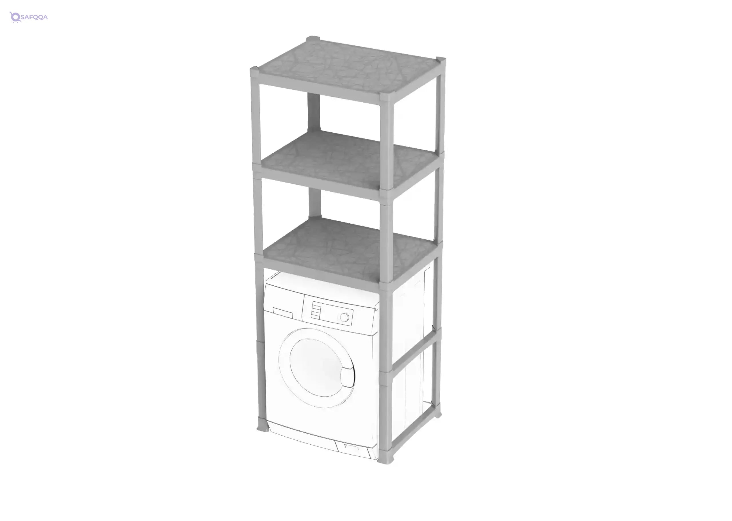 Bama 3-Tier Laundry Machine Shelf, 75×60×184 cm with Machine Space - Safqqa