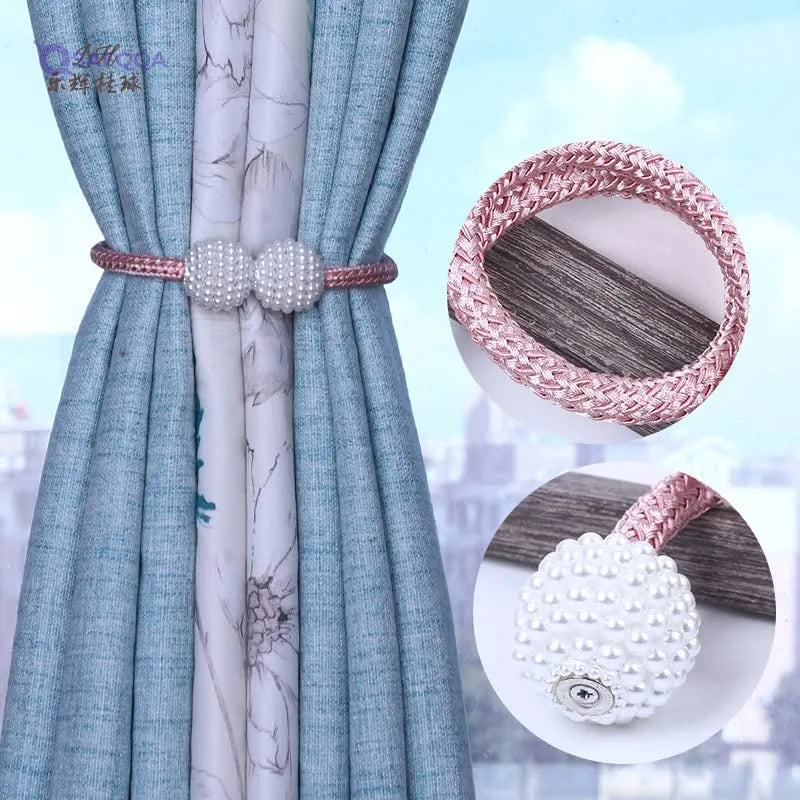 SKEIDO 1 Pair Magnetic Curtain Tiebacks Magnetic Curtain Straps Strong Magnetic Curtain Holder Buckle hooks for Home Sheer Blackout Drapes Blind Curtains Decorations Accessories(Gray) - Safqqa