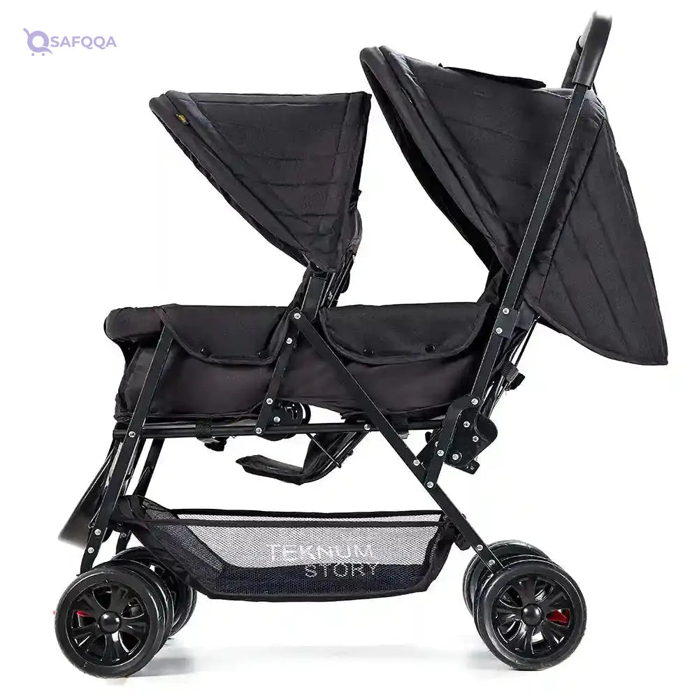 Teknum Double Baby Stroller For Baby- Black - Safqqa