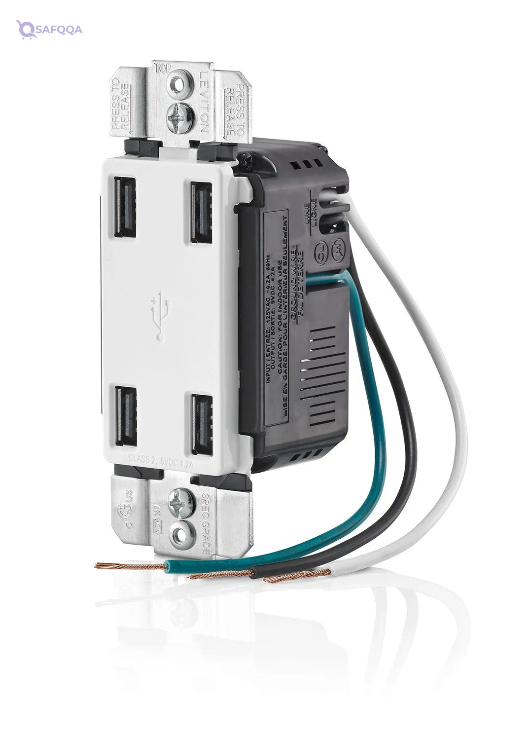 Leviton 4.2-Amp High Speed 4-Port USB Charger, USB4P-W, White - Safqqa