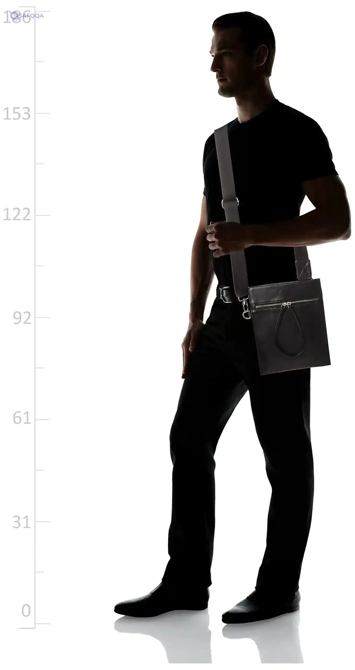 EDITORA 34  By Amr Diab Men Crossbody With Small Logo And Zipper Bag, Black, One Size - Safqqa