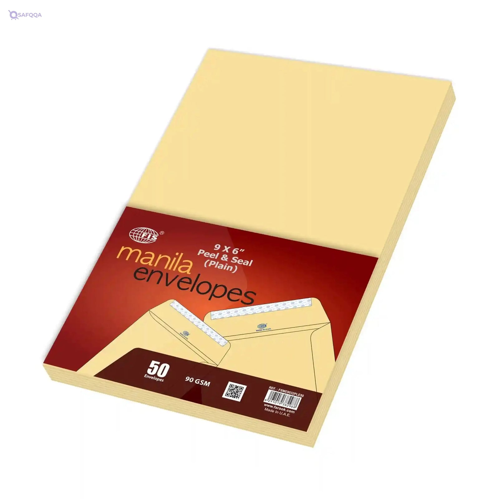 FIS  Peel and Seal Manila Envelopes 50-Pack, 9-Inch x 6-Inch Size - Safqqa