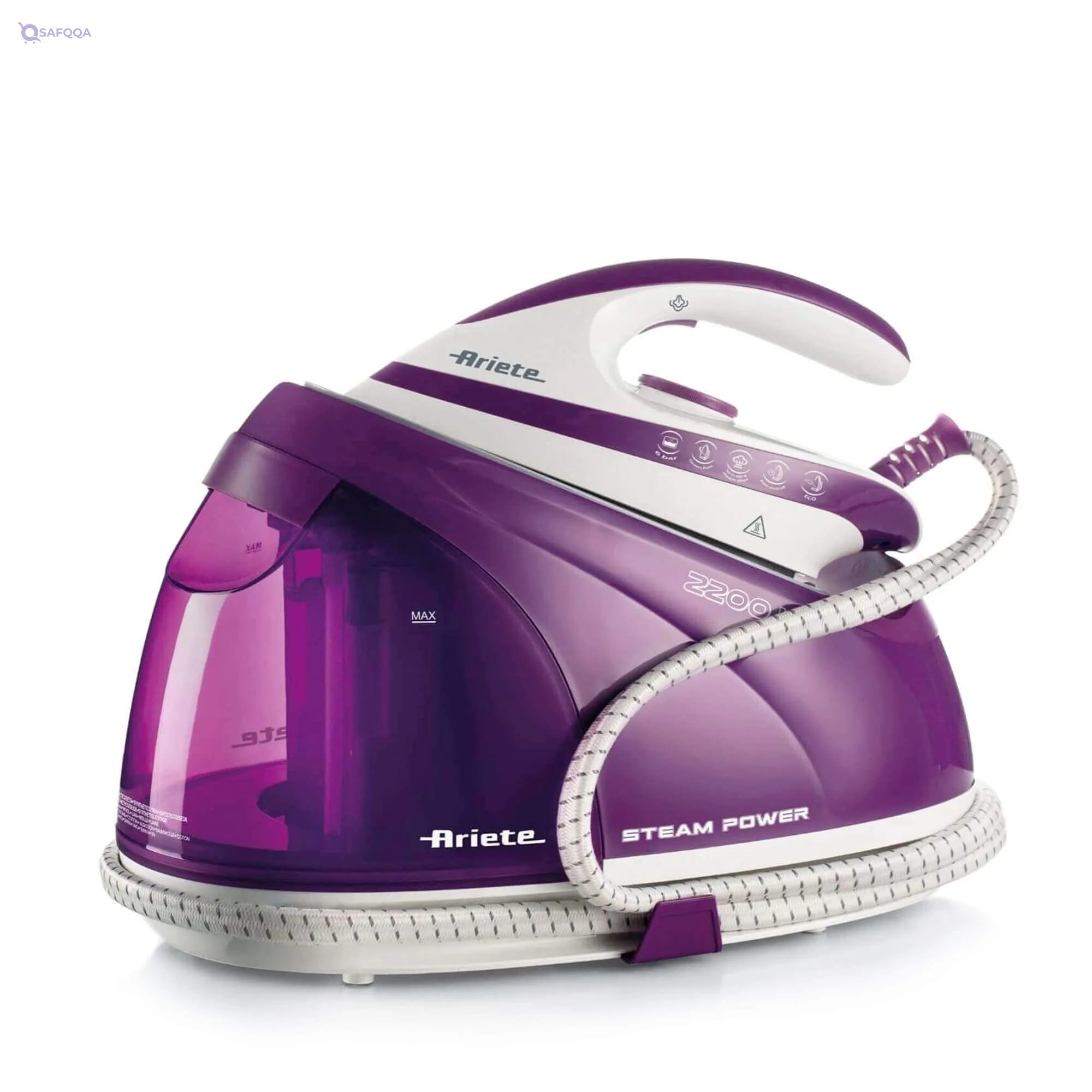 Ariete Steam Iron with Kettle, Purple/White, 2200 Watts - Safqqa