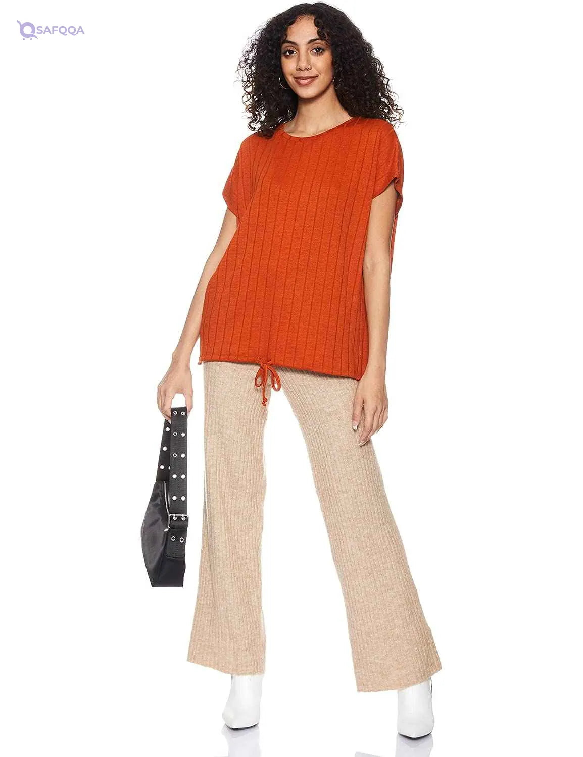 Matalan Blouse for Women Ribbed Short Sleeves Round Neck Classic and flattering neck design suitable for everyday wear. - Safqqa
