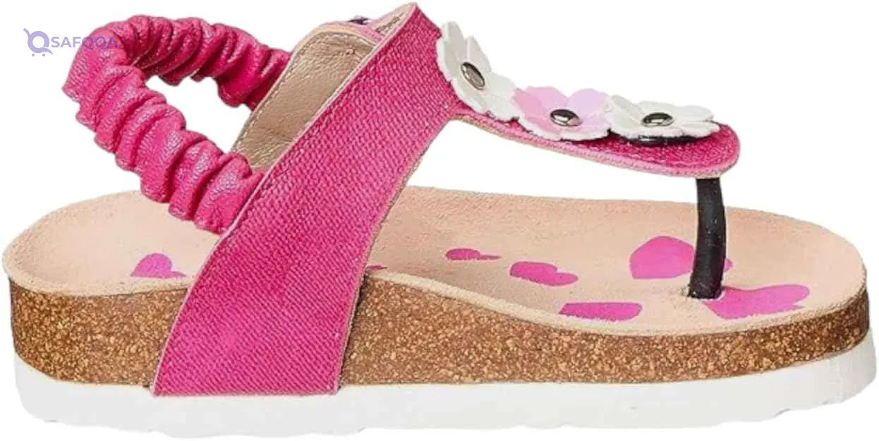 Bellino girls Flower Embellished Elastic Back Strap Thong Sandals Sandal - Safqqa Egypt
