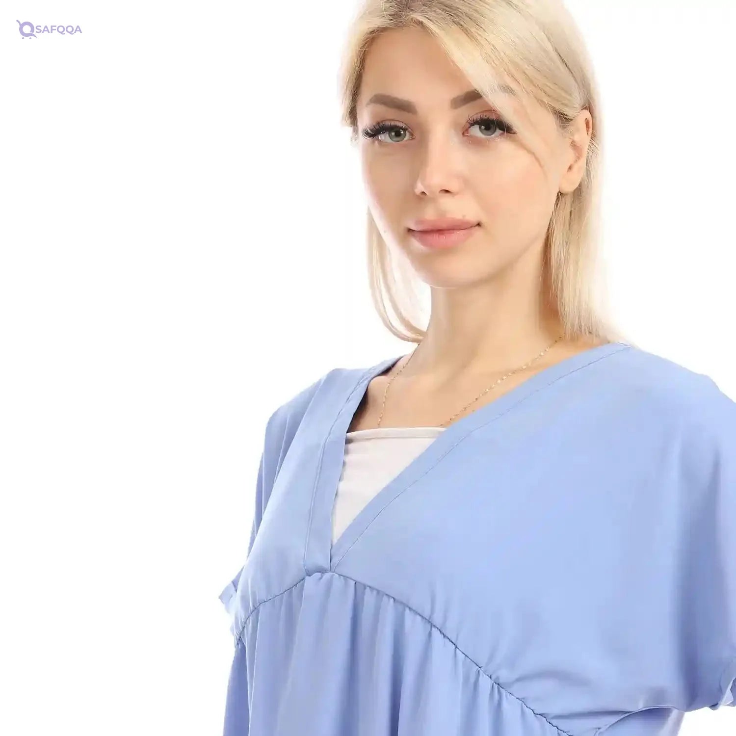 JAMILA Women Short Sleeves Tiered Deep V Neck Dress - Safqqa Egypt