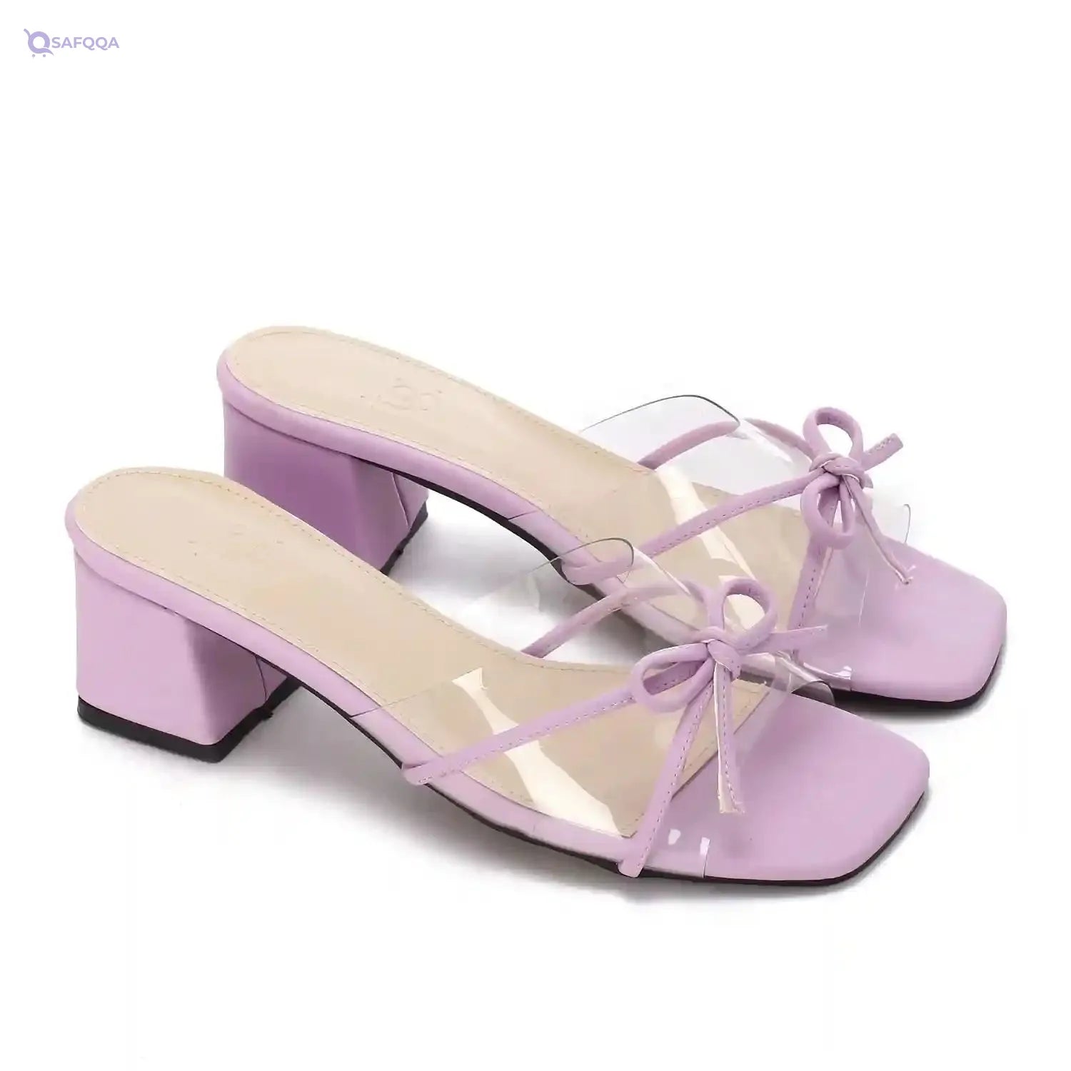womens PVC Bow Heeled Sandal - Safqqa Egypt