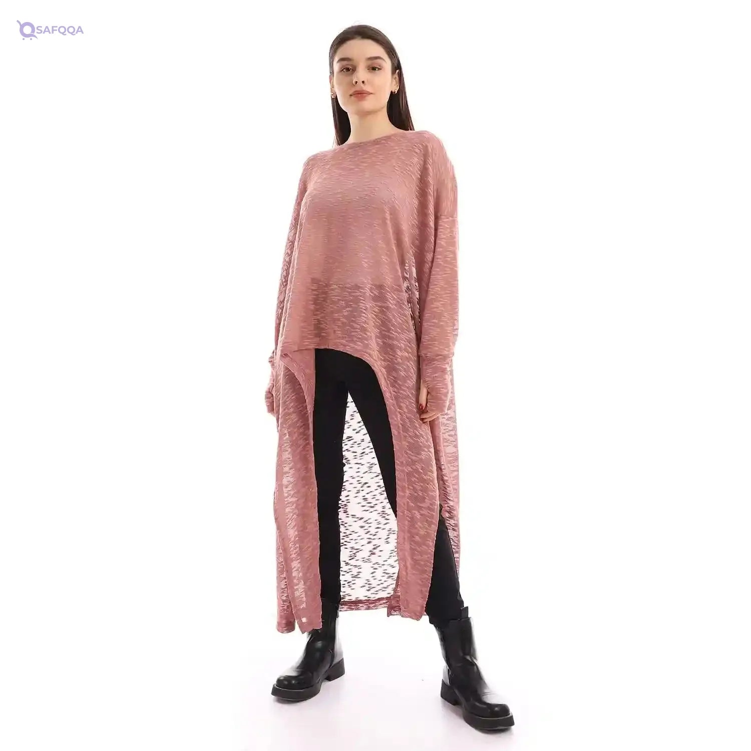 Jamila High Low Boat Neck Top Blouse For Women,Ideal for both casual and semi-formal occasions.. - Safqqa