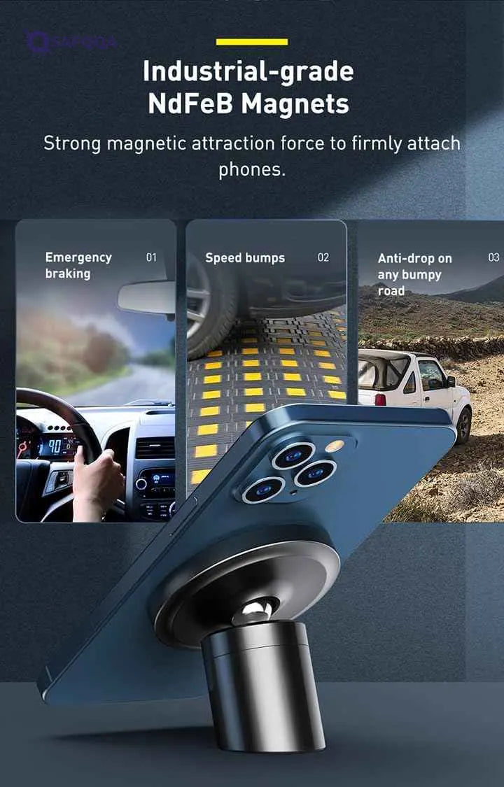 Baseus Magnetic Car Mount Dashboard & Air Vent Cell Phone Holder Compatible for iPhone - Safqqa