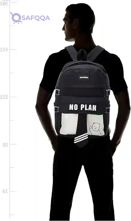 Waterproof Backpack with Small Teddy Bear for Adults - Black and White (Size L) - Safqqa Egypt