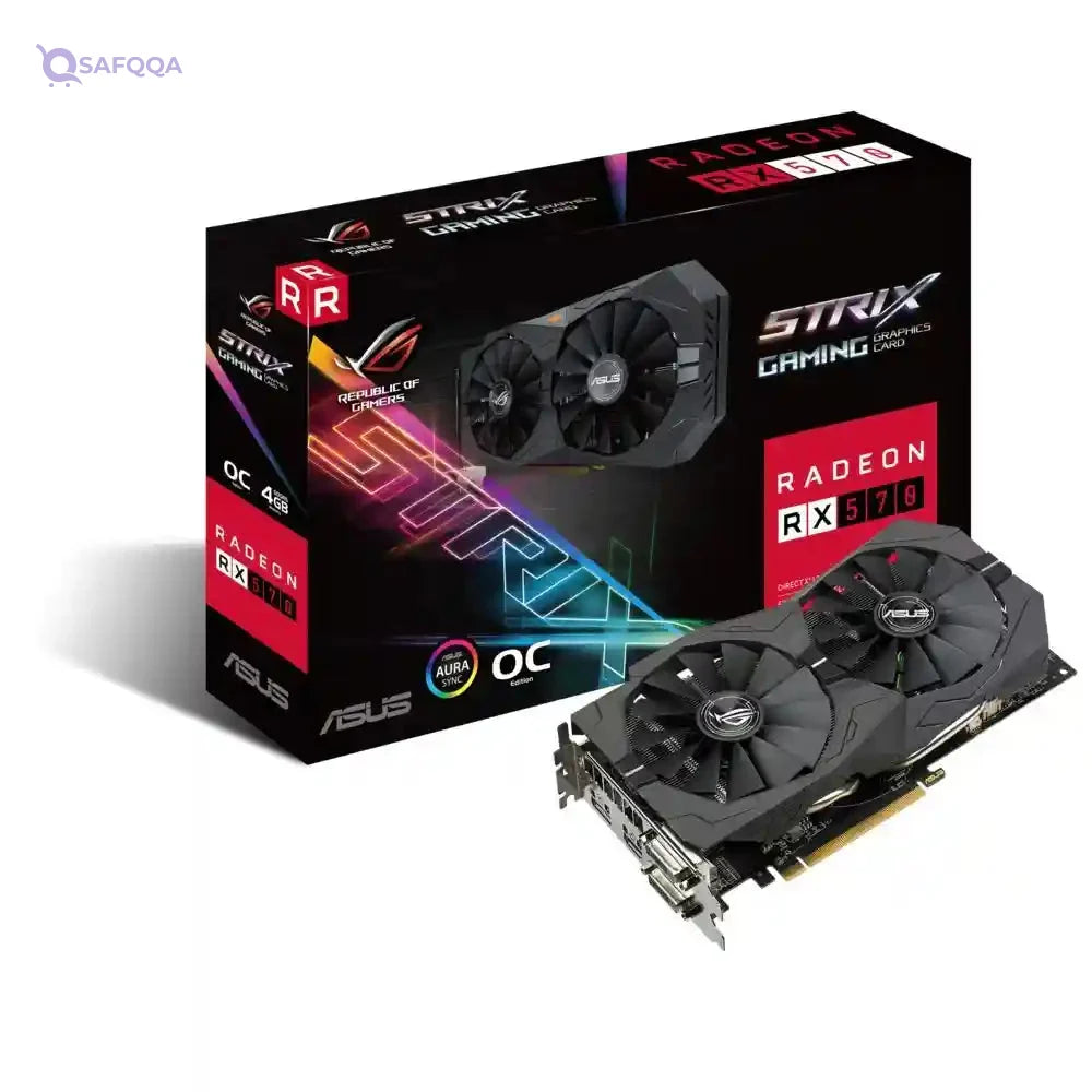 ASUS AMD ROG-STRIX-RX570-O4G-GAMING 4 GB GDDR5 256-Bit Memory DVI/DP/HDMI PCI Express 3 Graphics Card - Black - Safqqa Egypt