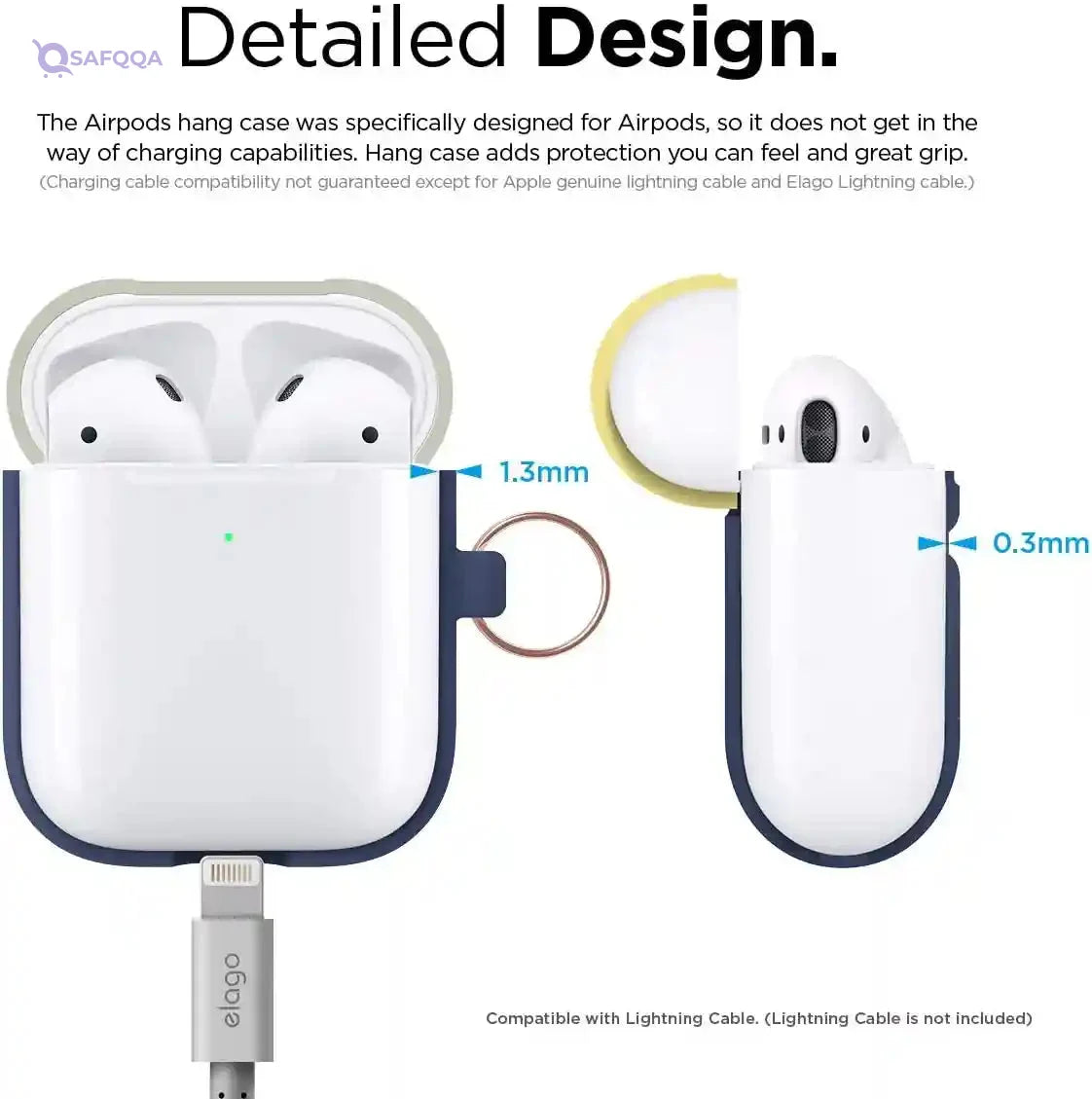 Elago duo hang case (compatible with airpods 1 and 2) body-jean indigo / top-classic white, yellow - Safqqa Egypt