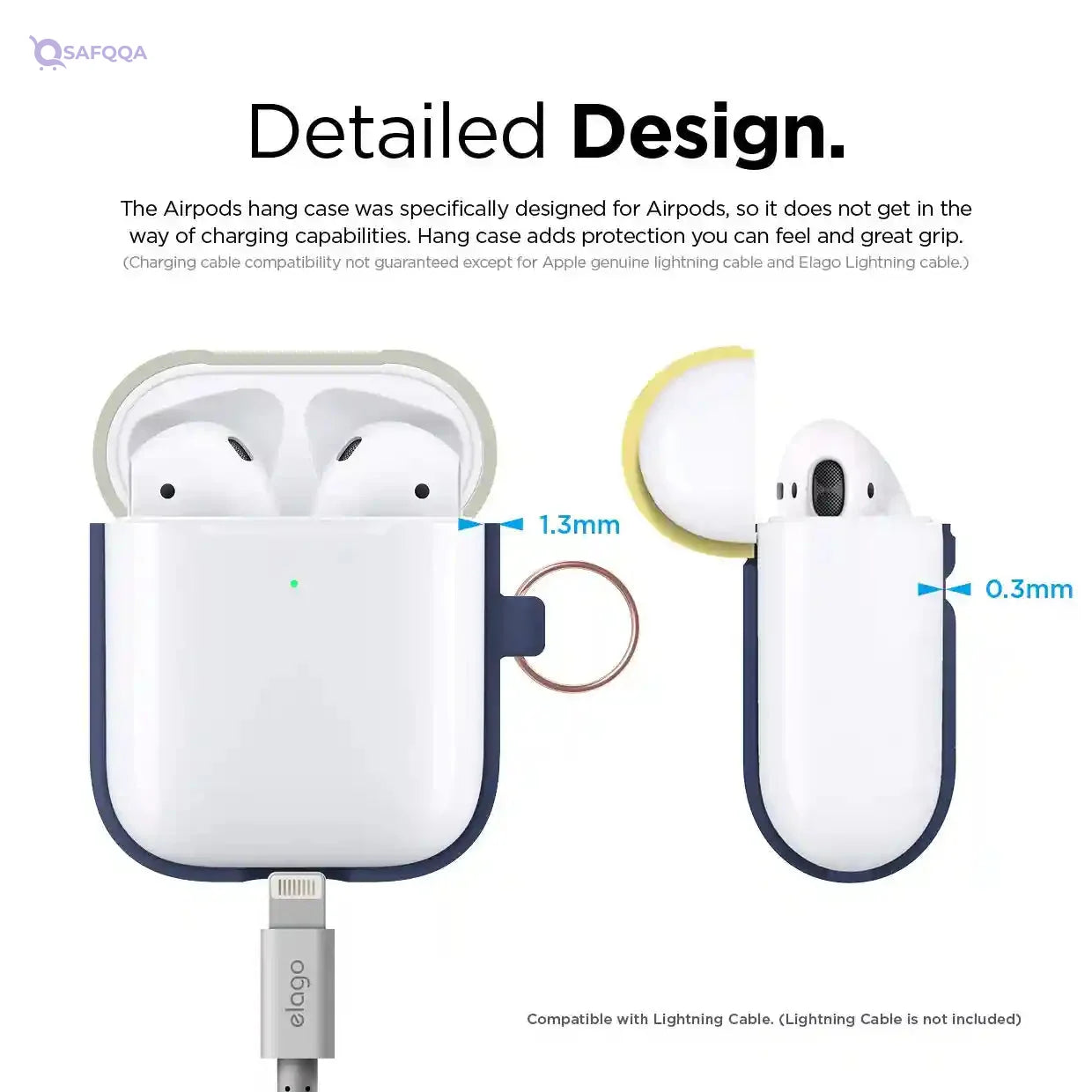 Elago duo hang case (compatible with airpods 1 and 2) body-jean indigo / top-classic white, yellow - Safqqa Egypt