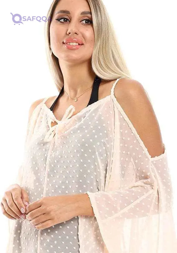 JAMILA Women Self Stitches Sheer Cover Up OUTERWEAR - Safqqa Egypt