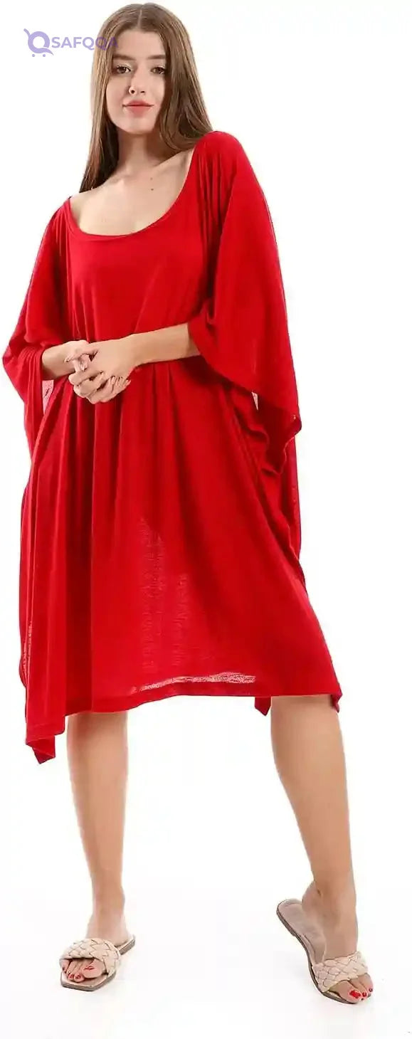 JAMILA Women Knitted Deep Round Batwing Sleeves Cover Up OUTERWEAR - Safqqa Egypt