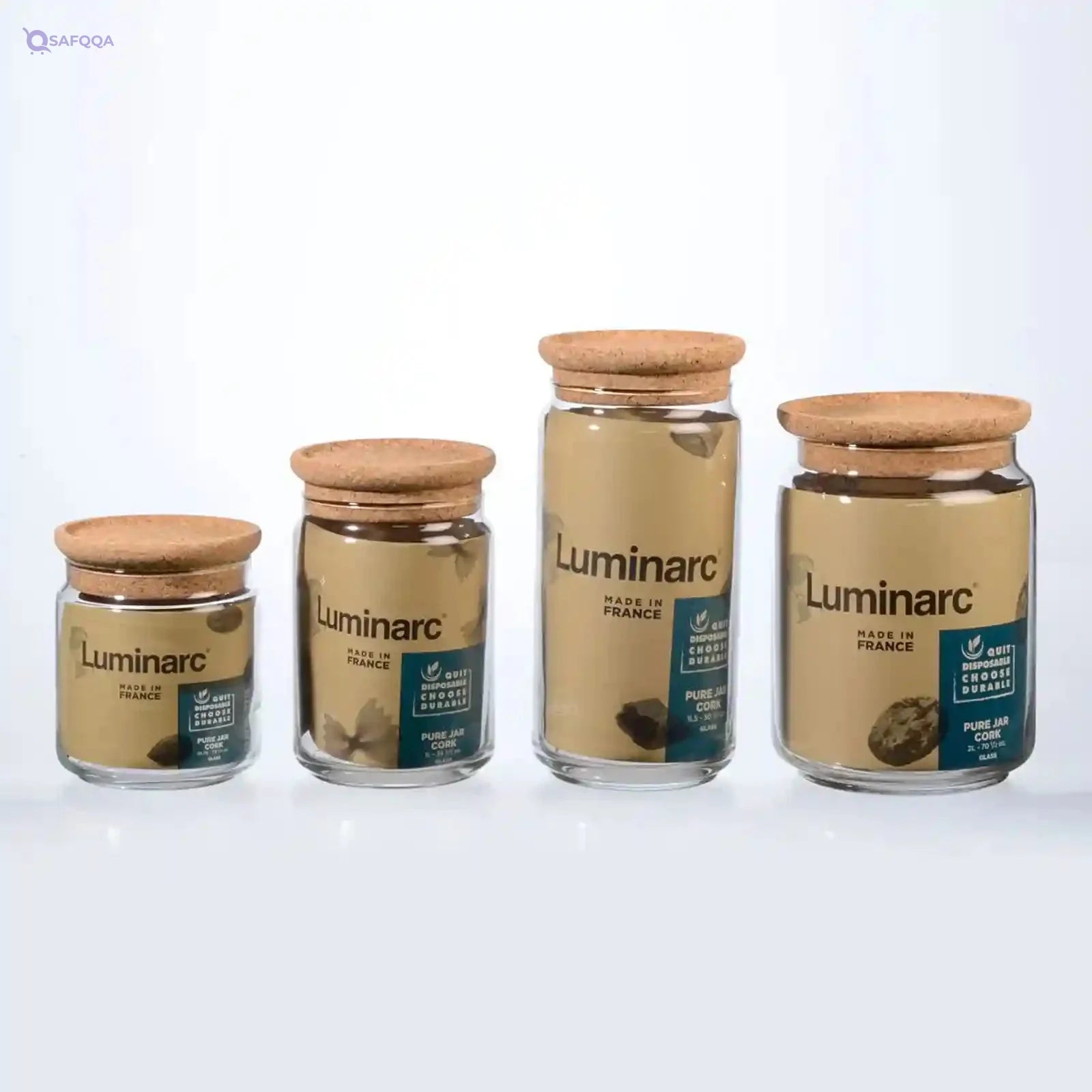 Luminarc Pure Jar with Cork Lid – 1.5 Liter - Safqqa