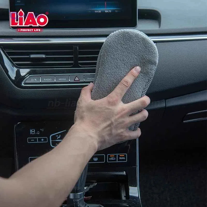 LiAo F130027 Microfiber Dust Sponge, Oversized Double Sided Sponge Wrapped in Microfiber, Grey - Safqqa