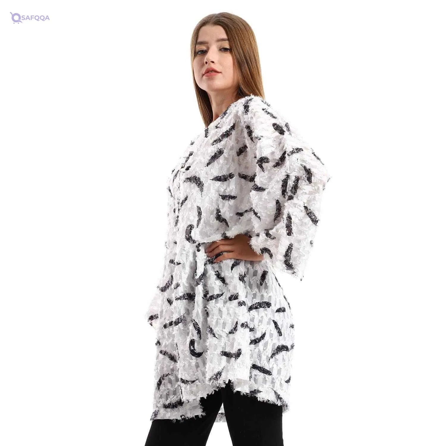 JAMILA Women Eyelash Long Sleeves Kimono ROBE - Safqqa Egypt