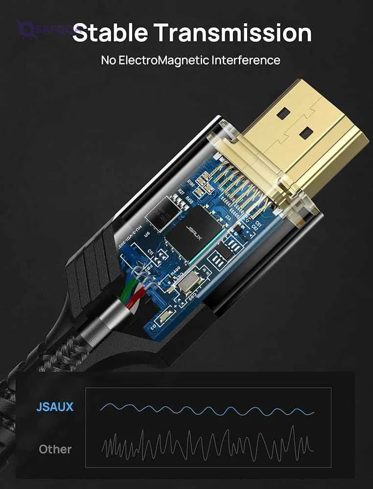 JSAUX HDMI Aluminum Alloy Cable 2M,High-speed HDMI 2.0 for smooth video and audio transfer - Safqqa