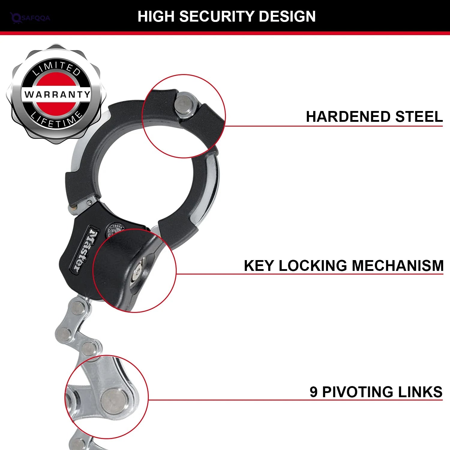 Master Lock Certified Cuffs – Police Approved Anti-Theft Lock - Safqqa