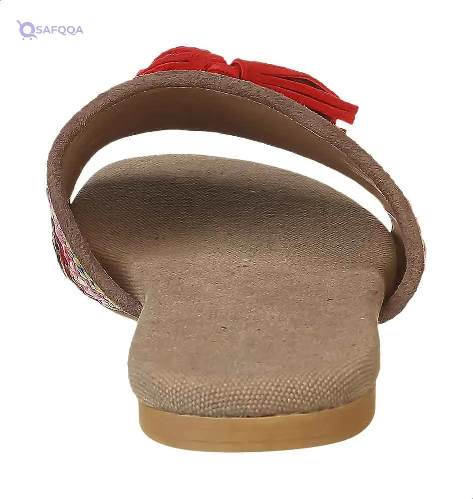 U By Misura Tassel-Detail Braided Straw Strap Round-Toe Slide Slippers for Women - Multi Color - 37 EU - Safqqa Egypt